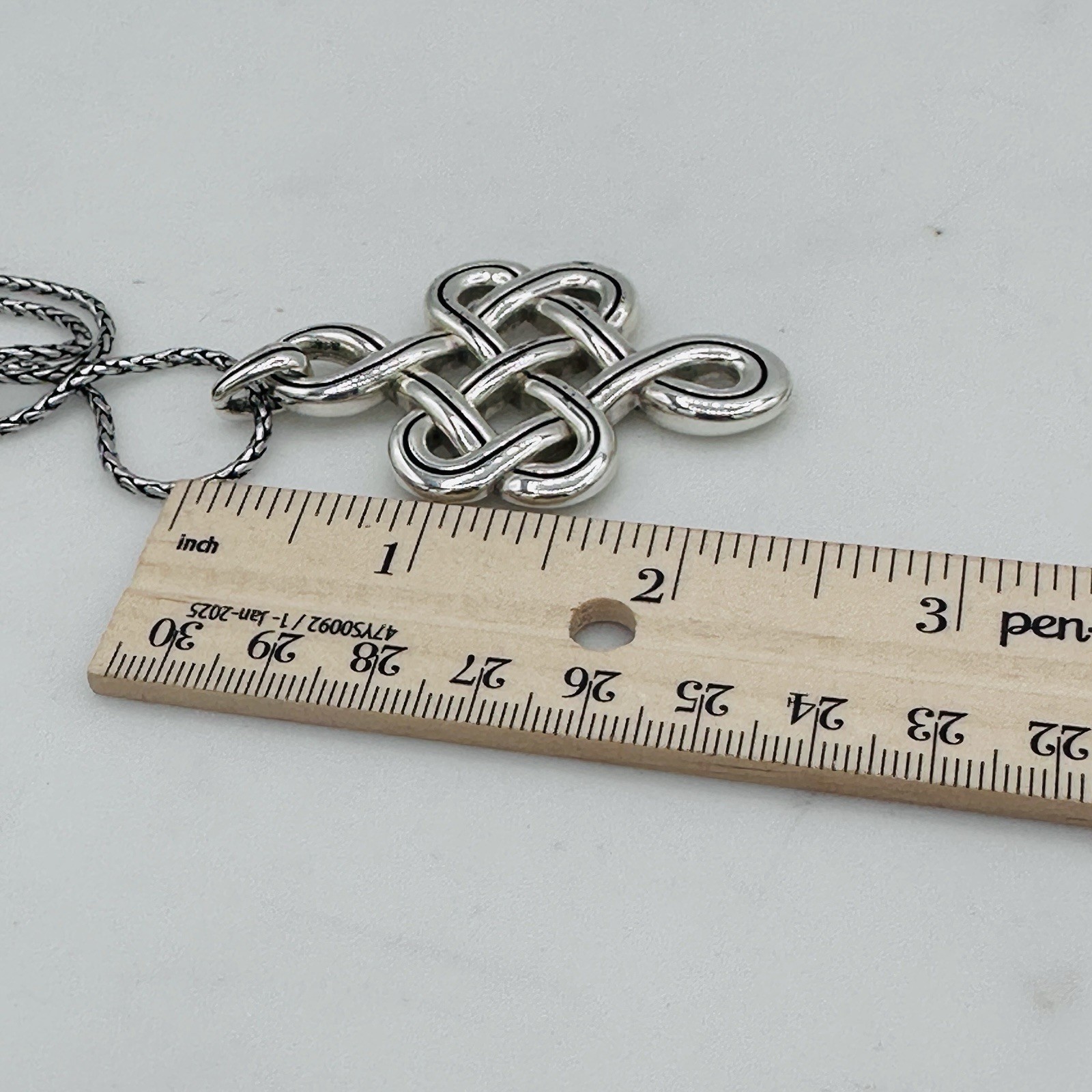 Brighton Celtic Endless Knot Pendant Necklace Adjustable Silver Interlock Chain
