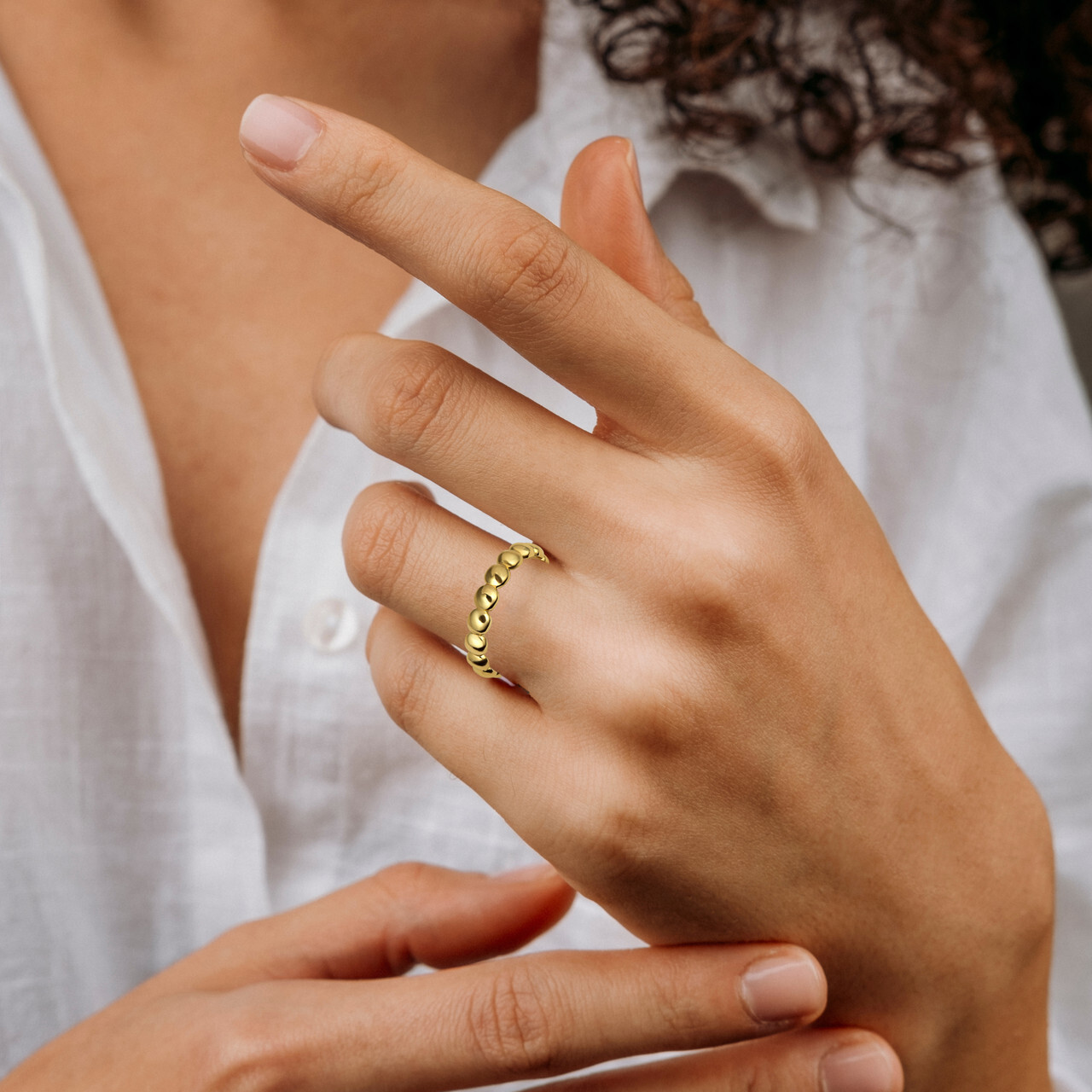 Gold Bead Band Ring (Available in Yellow/Rose/White Gold)