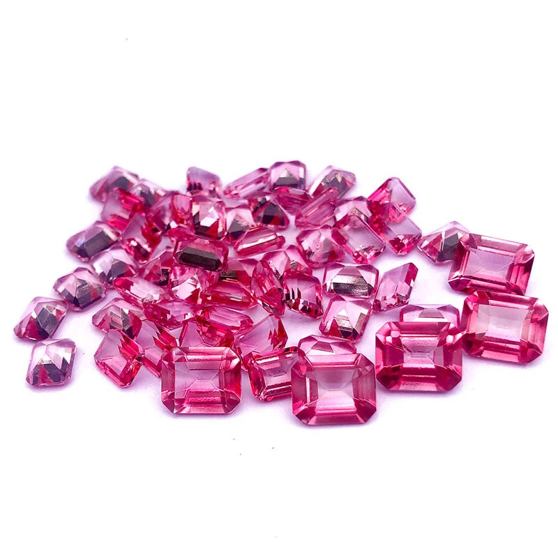 Wholesale Price 0.5-10ct Natural Emerald Cut Pink Padparadscha for Jewelry