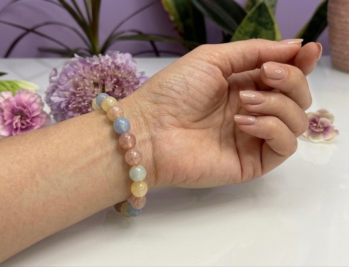 Wholesale Lot 6 Pcs Mix Natural Calcite 8mm 7.5” Crystal Stretch Bracelet
