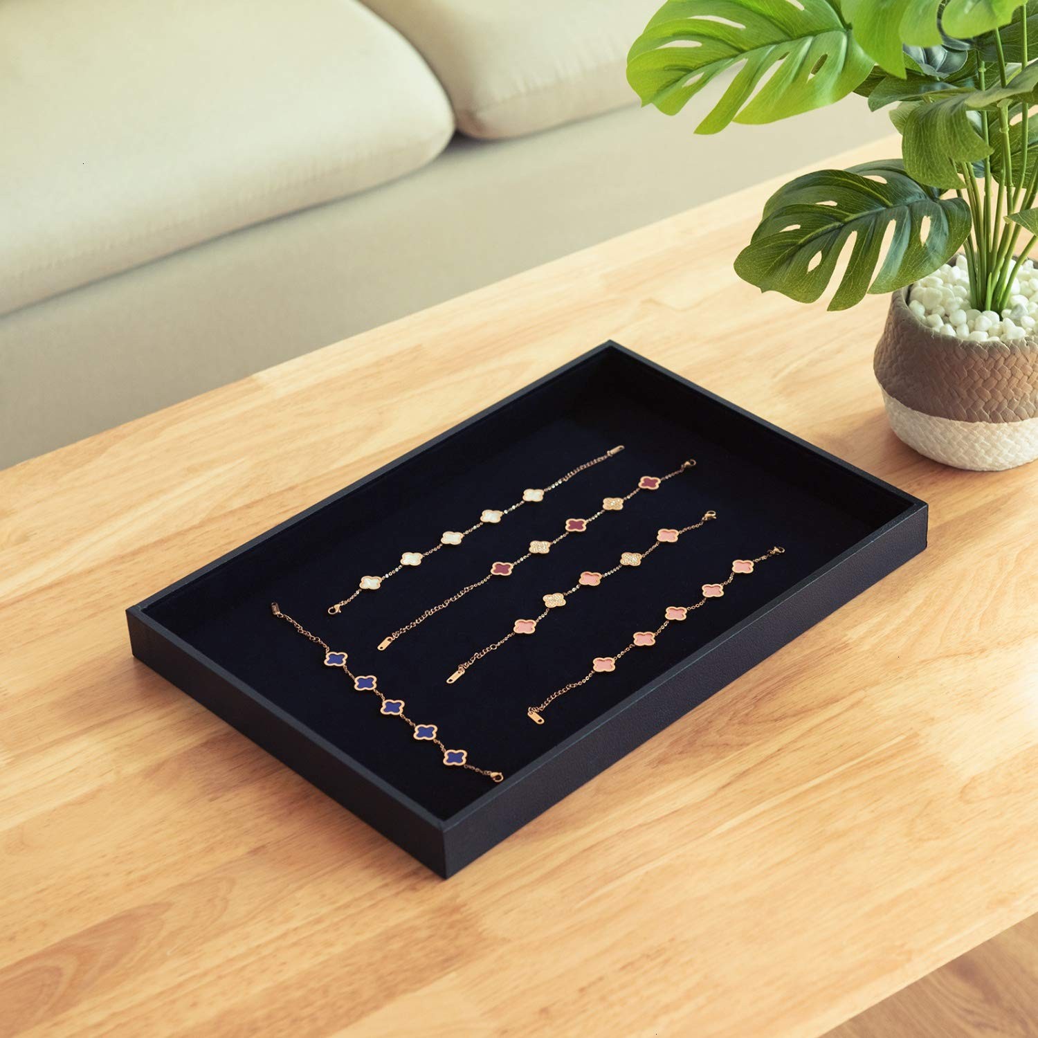Black Velvet Stackable Jewelry Tray Stackable Necklace Bracelet Ring Showcase