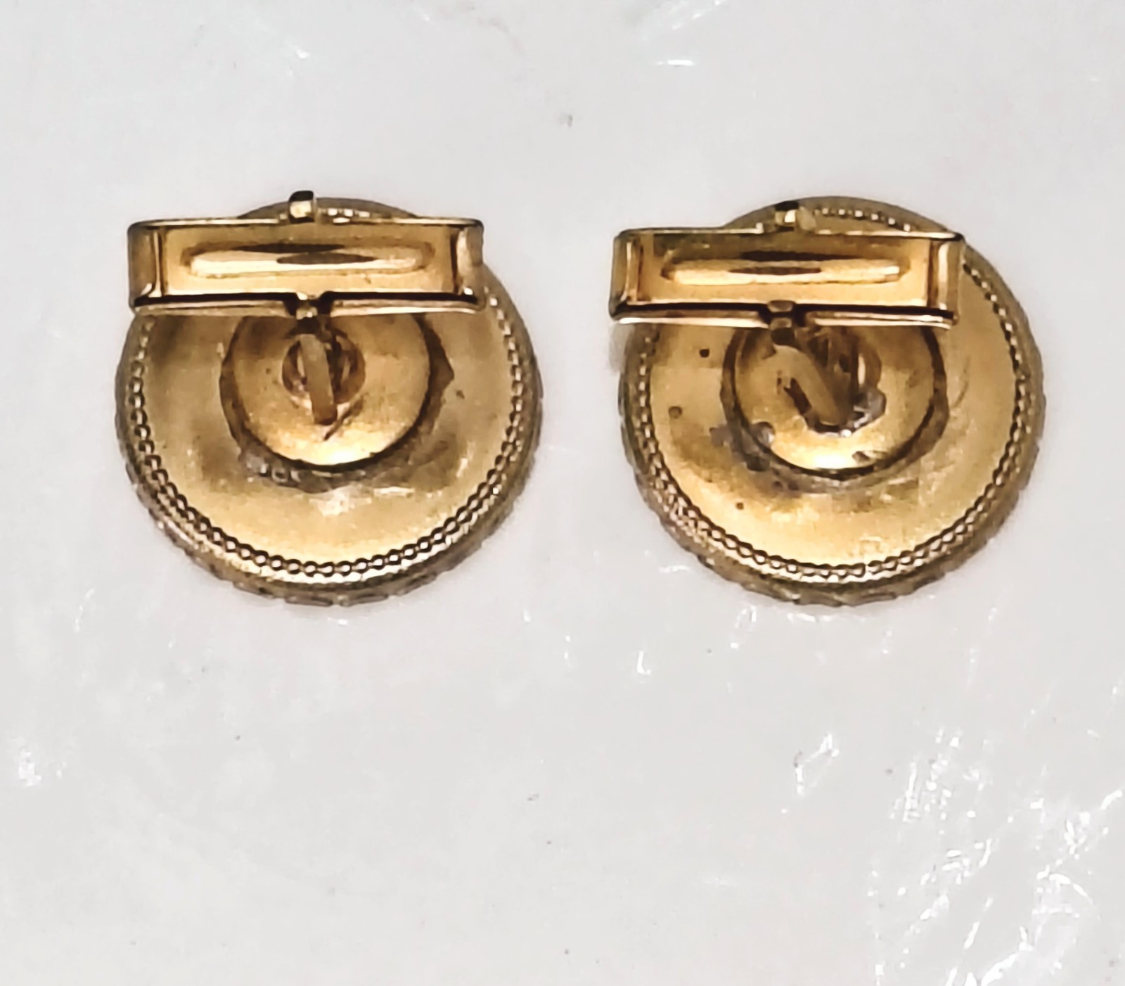 Generic Heraldic Cufflinks Gold Lion Red & Blue Enamel