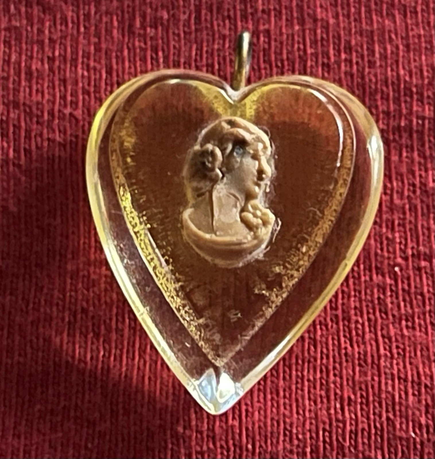 Vintage Heart Shaped Pendant With Cameo-yellow As In Second Picture
