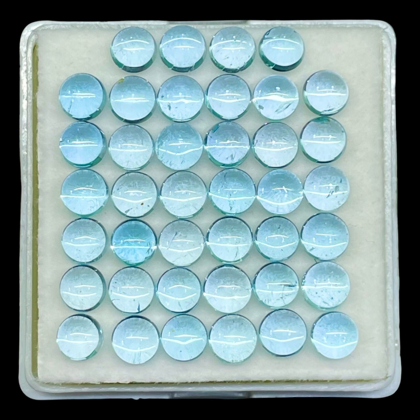 40 Pcs Natural Sky Blue Topaz 4.7-5mm Round Shape Loose Cabochon Gemstones Lot