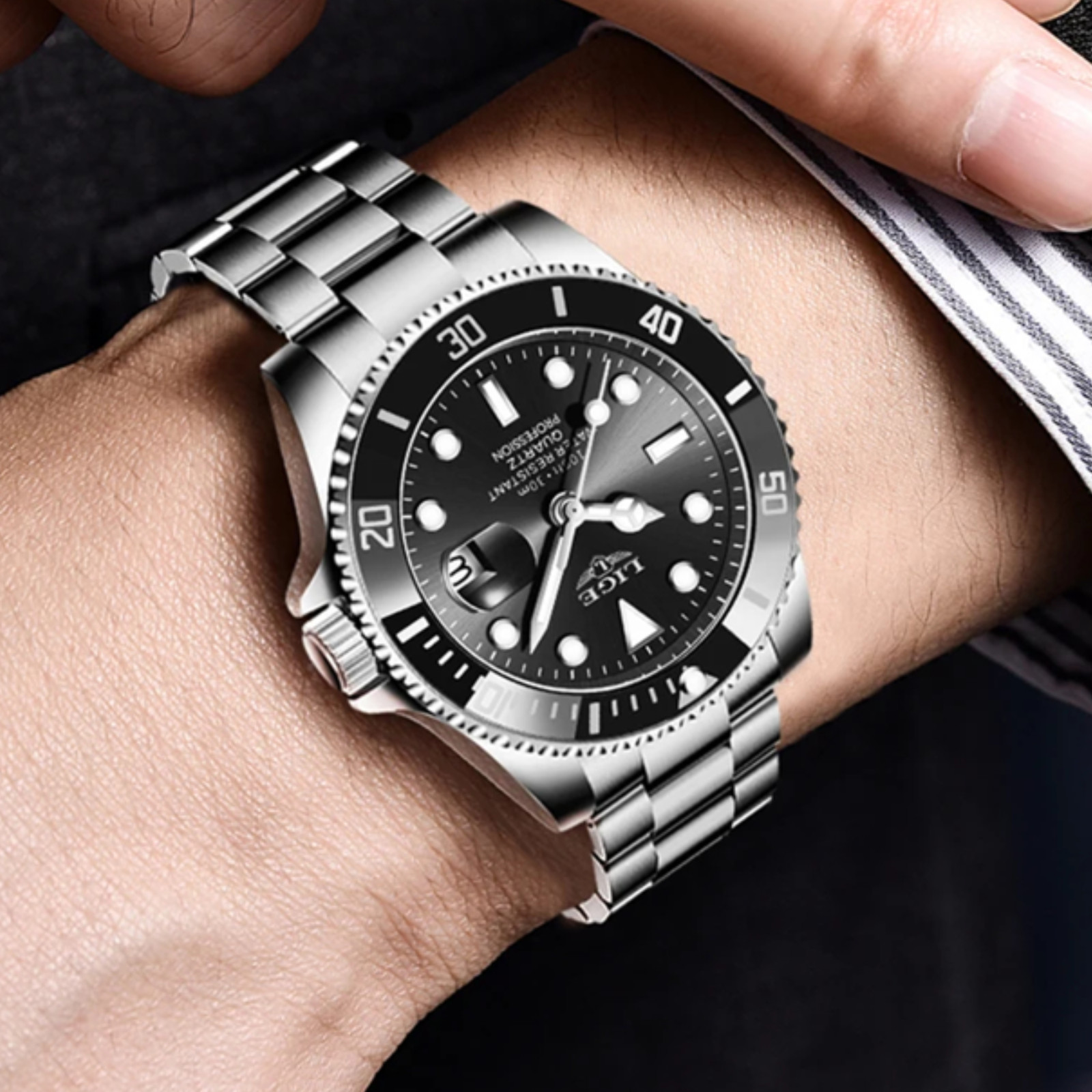 LIGE Top Brand Fashion Watch, Men Waterproof Date Watch Sport Watch 3ATM