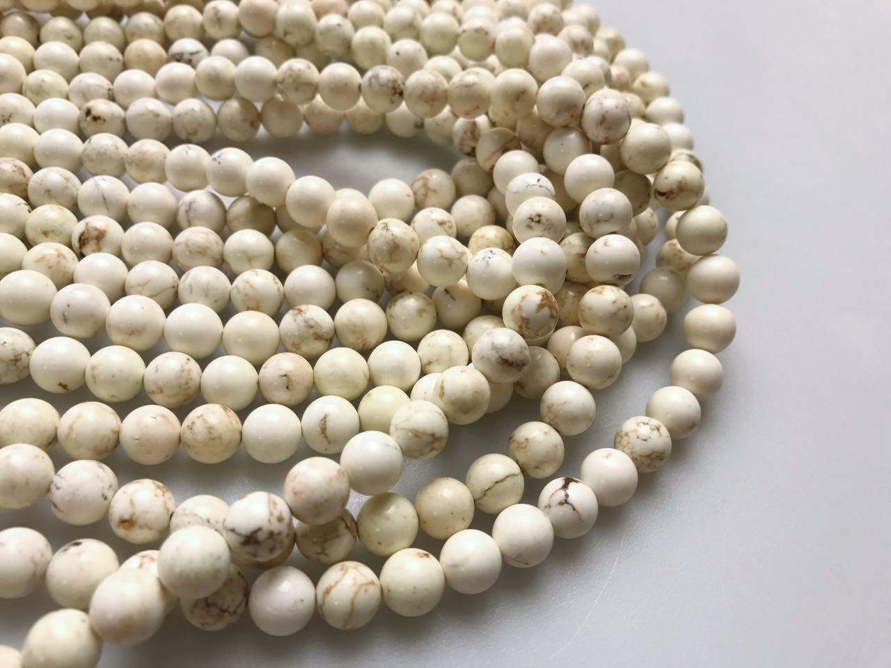 White Turquoise Smooth Round Beads 2mm 3mm 4mm 6mm 8mm 10mm 12mm 15.5″ Strand