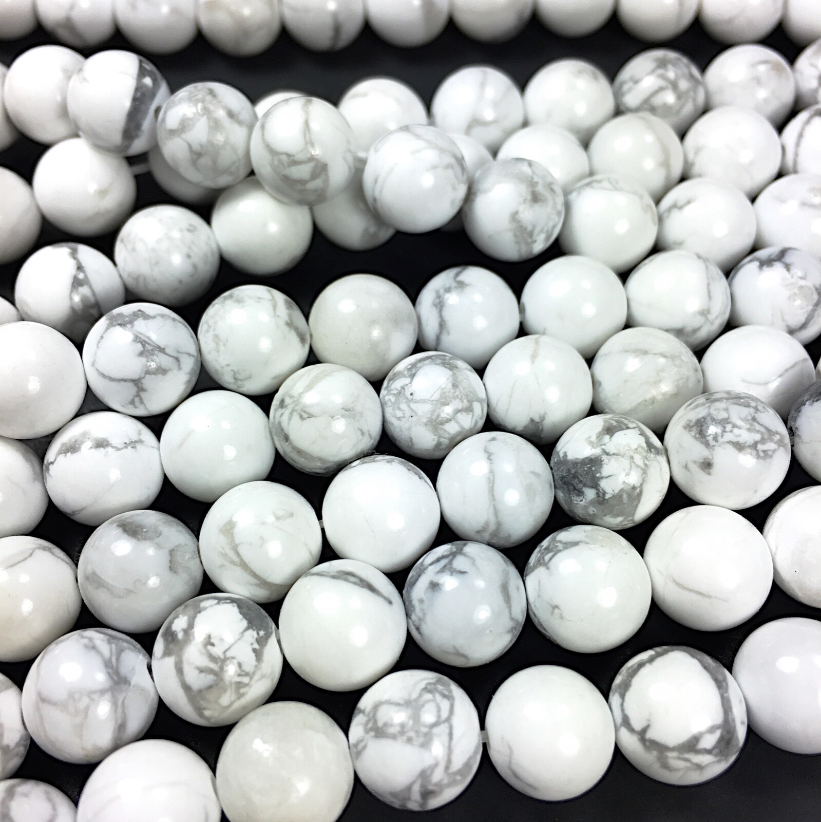 Natural White Howlite Beads Round Jewelry Making 4mm 6mm 8mm 10mm 12mm Strand