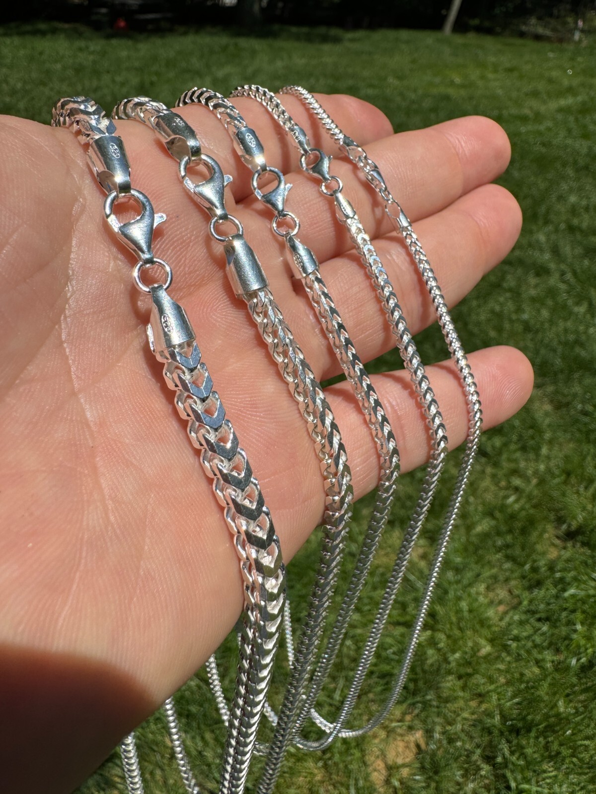 Real Solid 925 Sterling Silver Franco Chain 2-5mm Box Necklace Men Ladies 18-30″