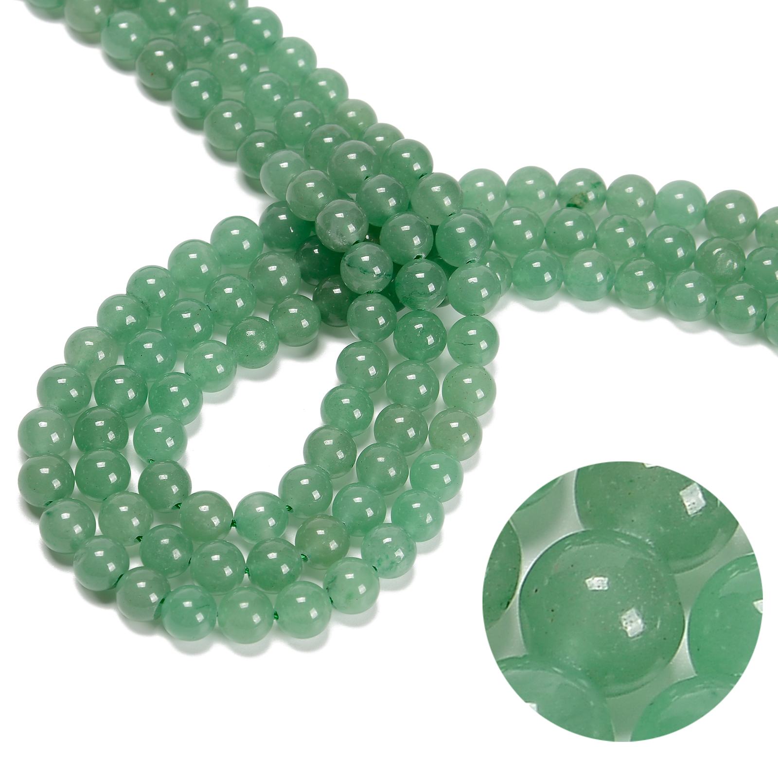 Green Aventurine Smooth Round Beads 4mm 6mm 8mm 10mm 12mm 15.5″ Strand