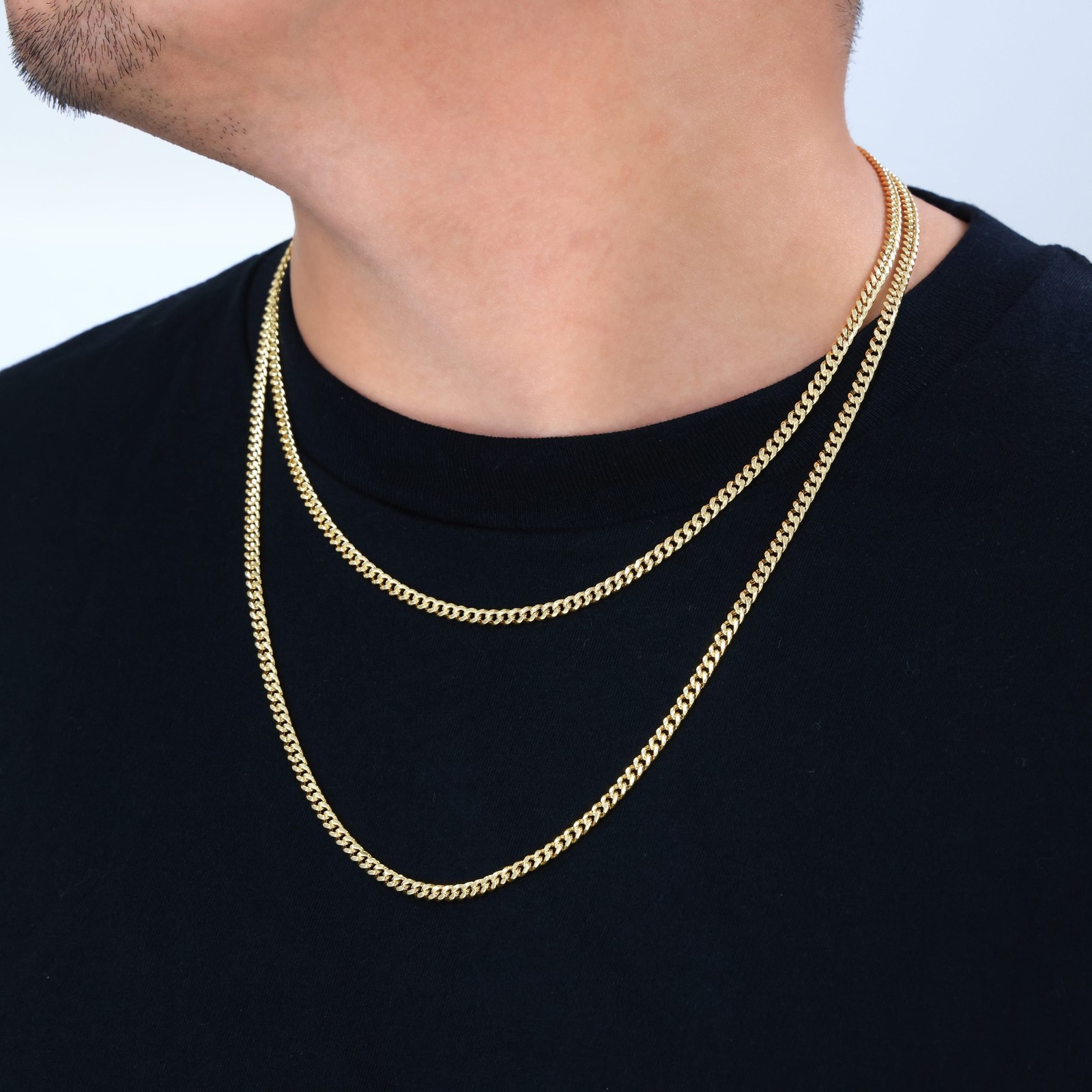 14K Yellow Gold 4mm Miami Cuban Italian Link Chain Necklace Mens Womens 16″- 30″