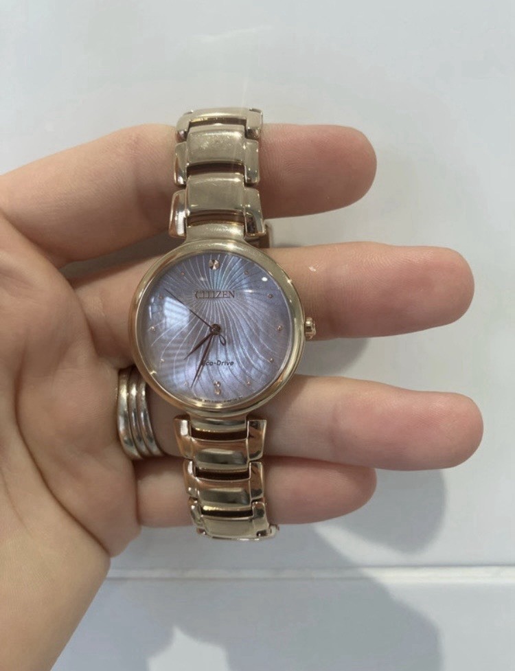 Citizen Eco-Drive Women’s Rose Gold Watch EM0853-81Y – Stunning Mother Of Pearl!