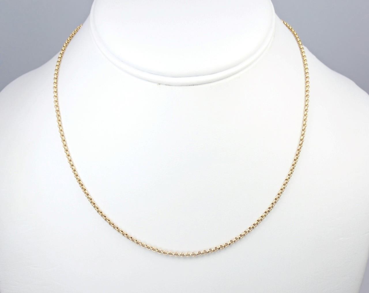 Glowing Vintage 16.5” Solid 9K Yellow Gold 2mm Belcher Chain Necklace 1990