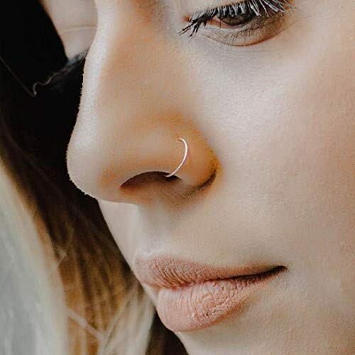 14K SOLID GOLD 20G 5/16″ BEND CLIP OPEN HOOP RING EAR NOSE TRAGUS LIP HELIX