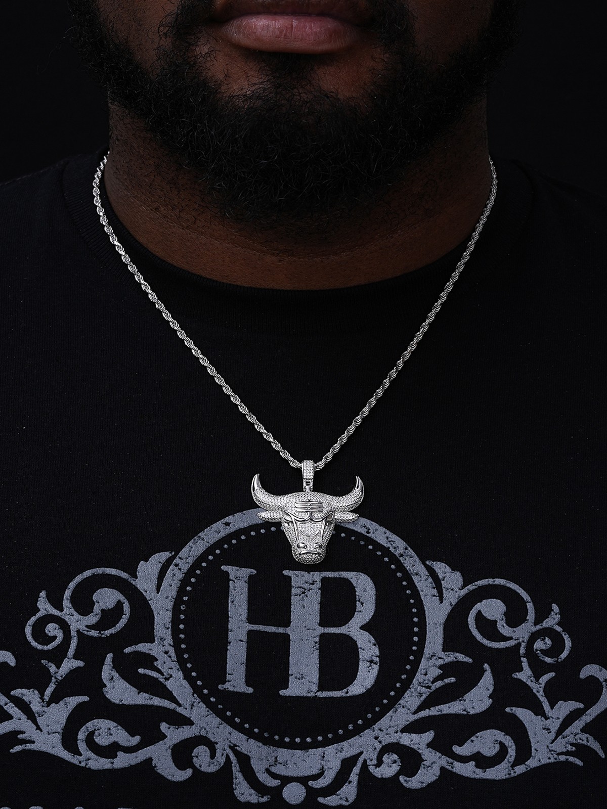 Real Solid 925 Silver Chicago Bulls Iced Pendant Chain 1.5×1.5″ Icy Jordan Piece