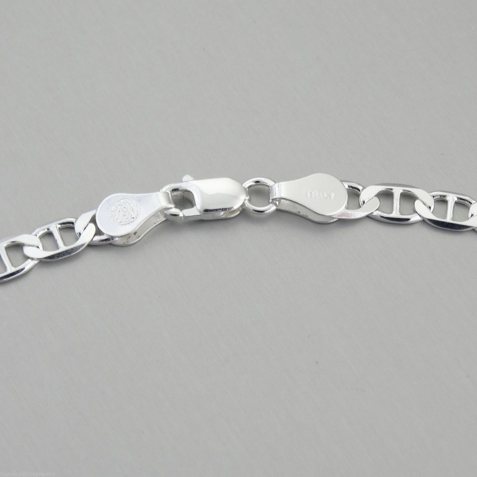 4.2mm Flat Marina Chain Necklace – 925 Sterling Silver-Mariner 16,18,20,22,24,30
