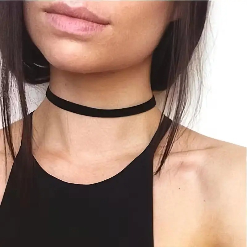 6pc Choker Necklace Set Black Velvet Classic Women Chain Collar Lace Stretchy