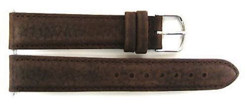 TIMEX LONG 18MM BROWN PADDED STITCHED LEATHER WATCH BAND