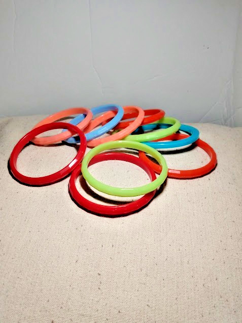 Fun Vintage Plastic Colorful Bangle Bracelets Lot of 10