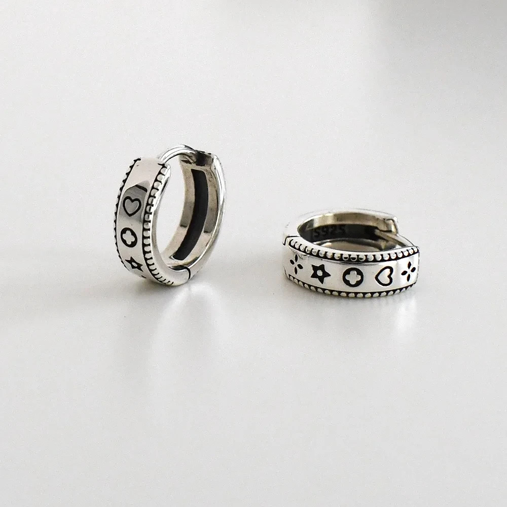 925 Sterling Silver Heart Star Huggie Hoop Earrings Small Women Jewellery Gift