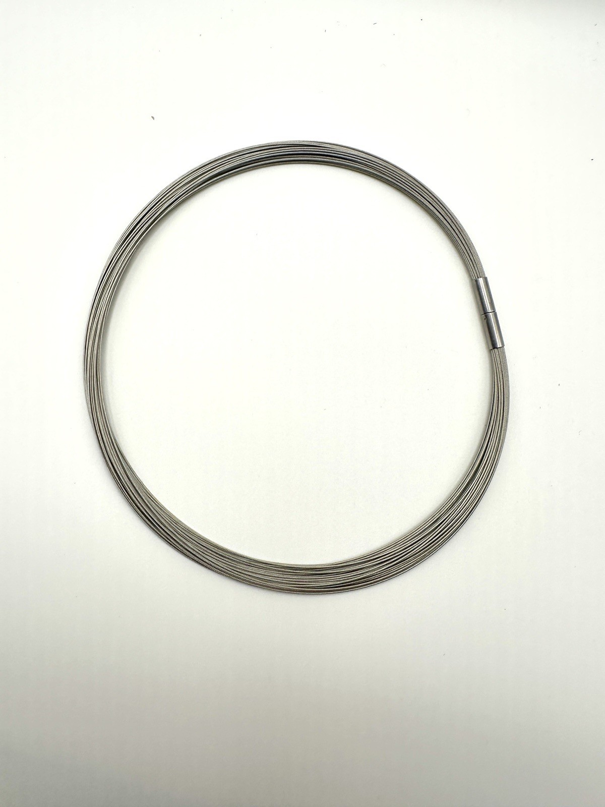 Multi-Wire Silver Tone Choker Collar Necklace, Metal Wire Chain, Barrel Clasp