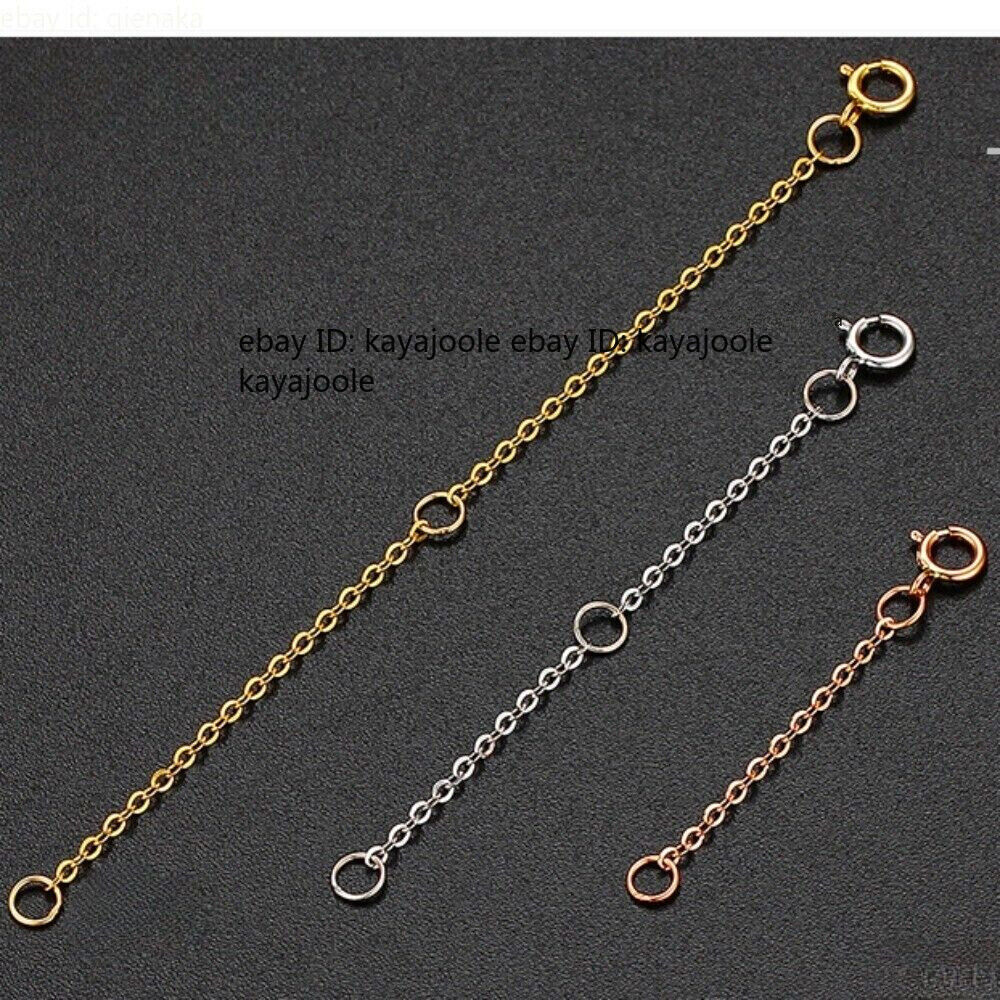 Pure 18K Yellow Gold O Chain Link Extender Bracelet Extension Safety Necklace