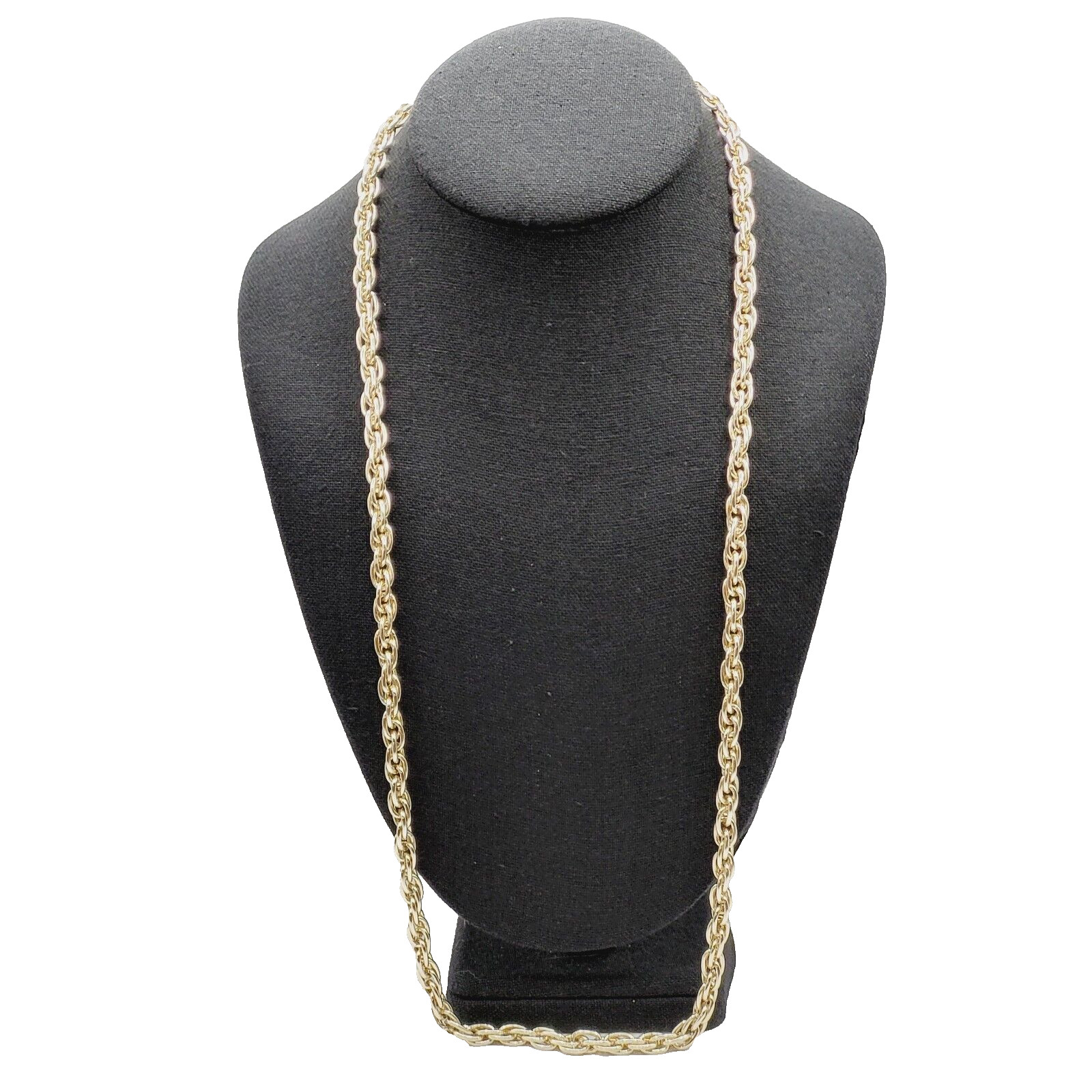 Multi Link Twist Rope Style Chain Very Light Gold Tone Vintage Necklace 30 Inch
