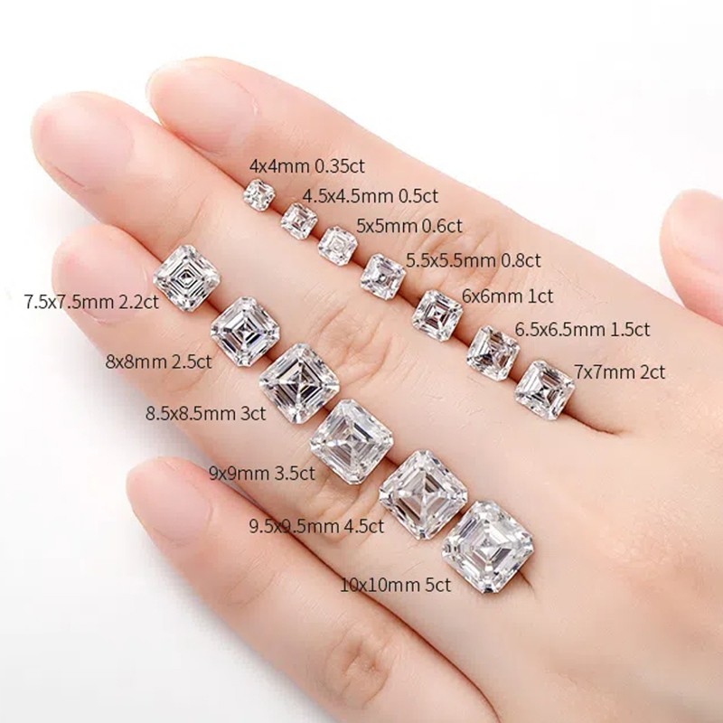 US Loose Moissanite Real Gem Stone GRA Certificate 0.1-10ct VVS1 D Asscher Cut