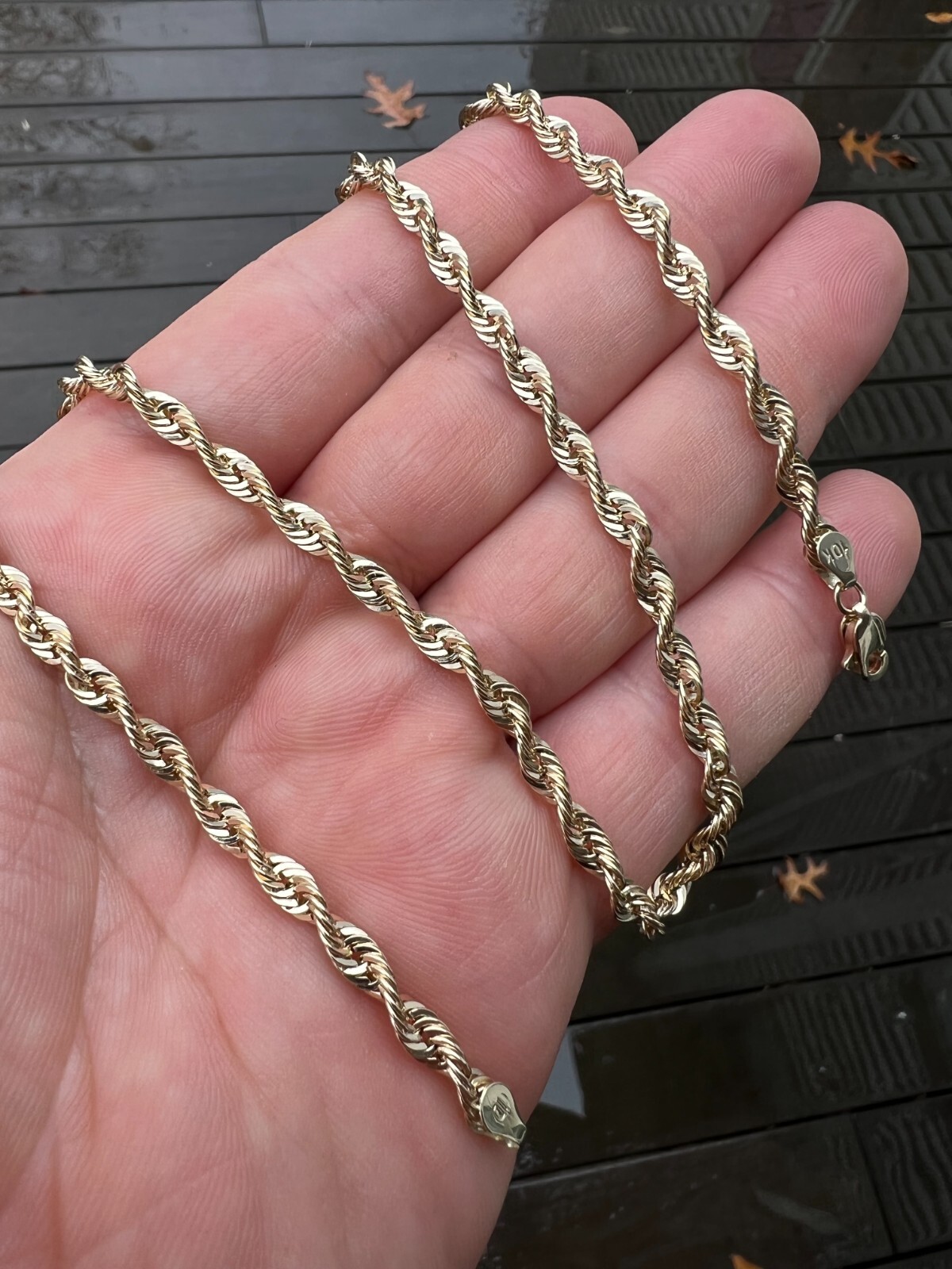 Men’s Women’s Real 10k Yellow Gold Hollow Rope Chain Necklace 1.5mm-4.5mm 16-30″