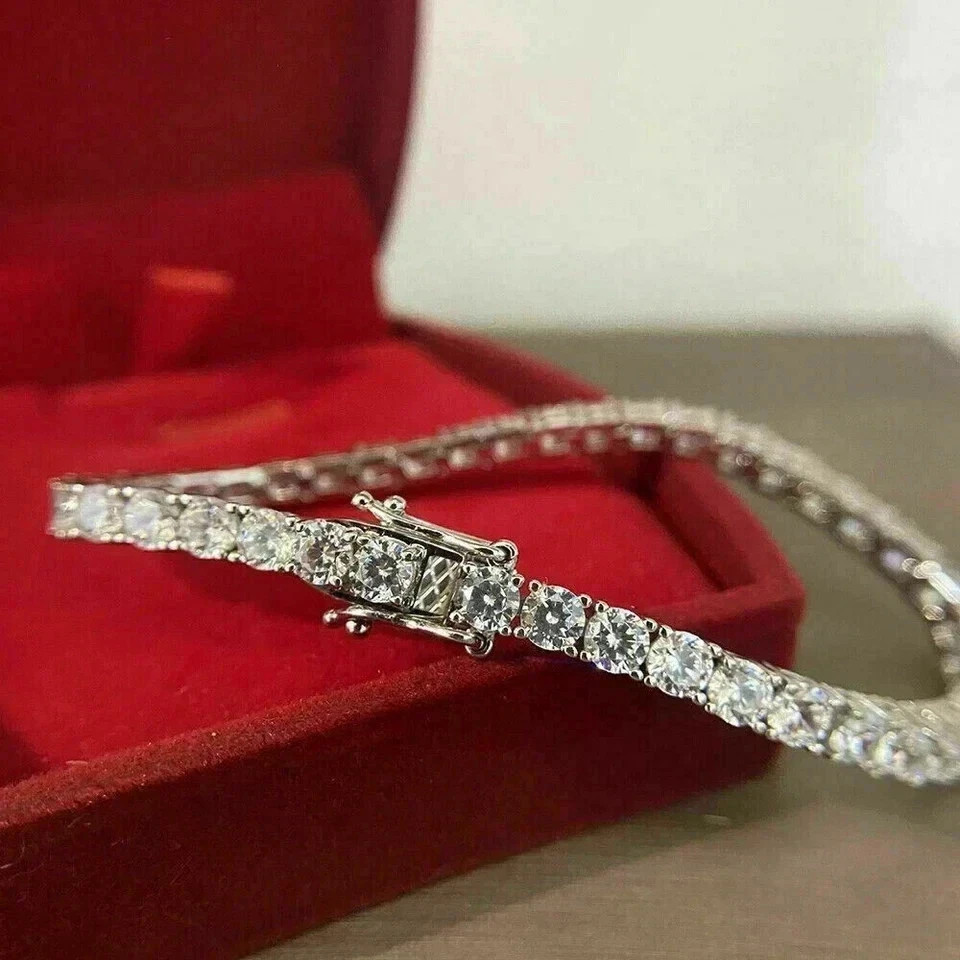5.0Ct Certified Round Cut Diamond Tennis Bracelet 14K White Gold size 7.5 inch