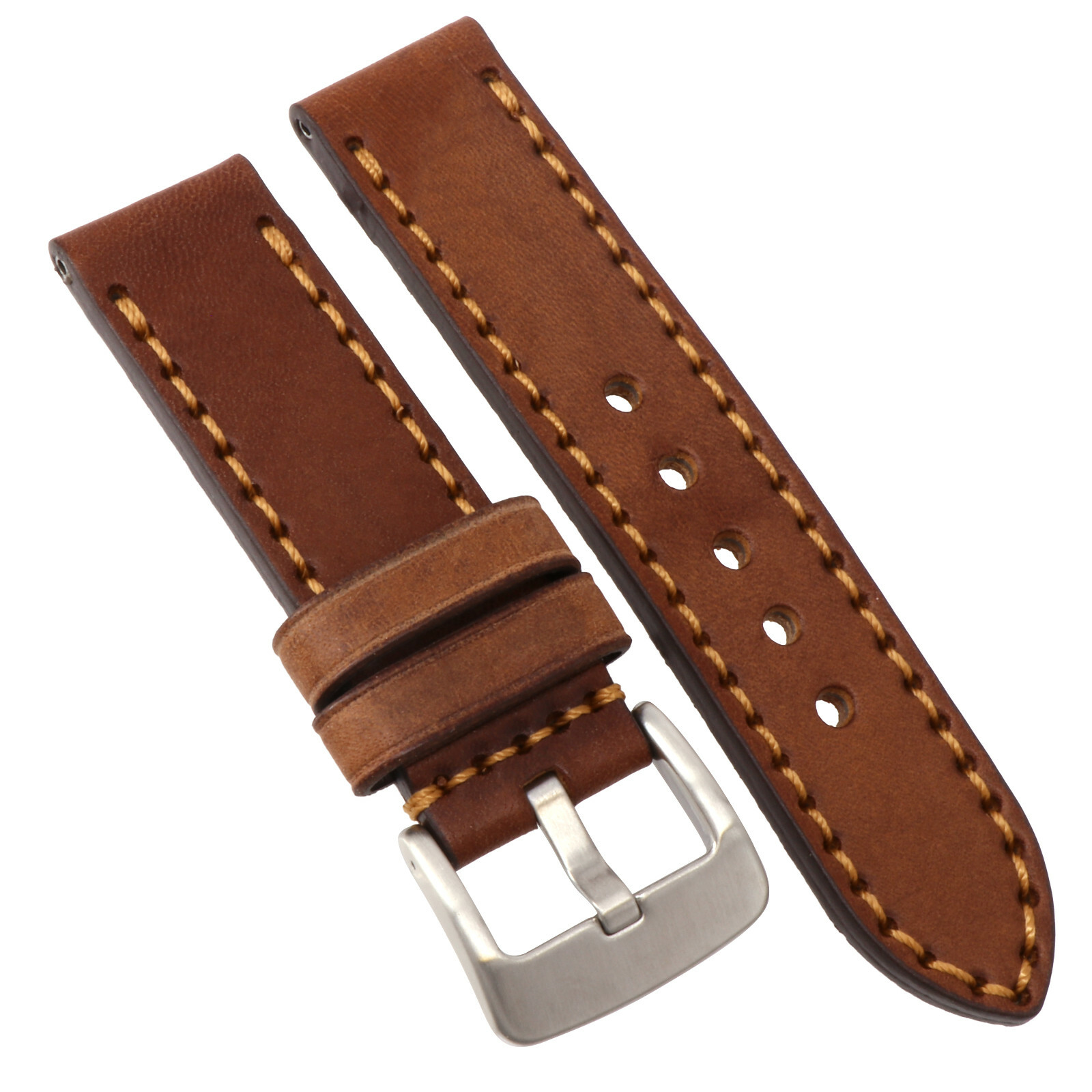 New 26mm NEW COW Leather Strap Brown Watch Band for fits PANERAI Copper Tang