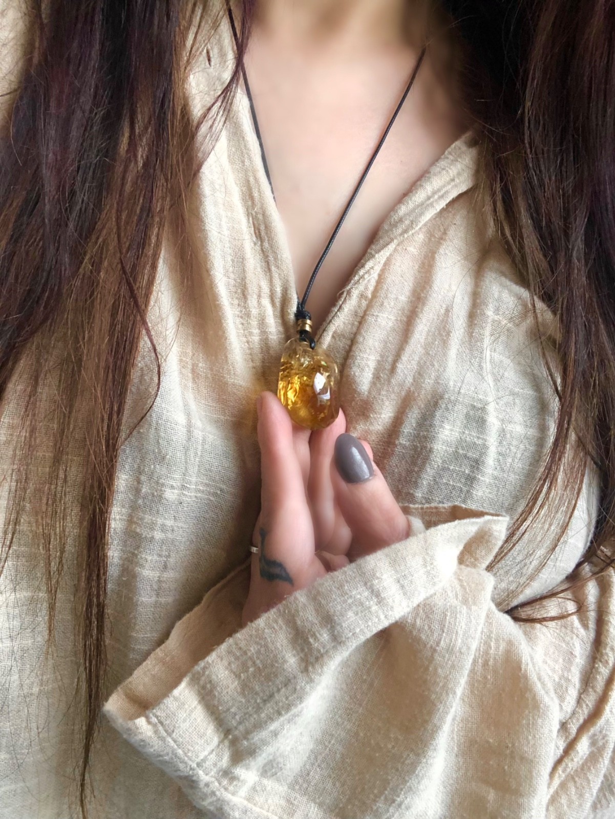 Natural Zambian Citrine Necklace with Rainbows Super Attractor Manifestation