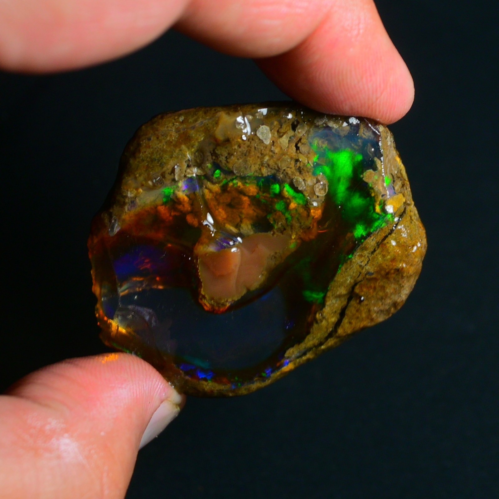 Stunning Multi Fire Natural Ethiopian Oil Opal Rough 141 Cts Raw Opal Specimen