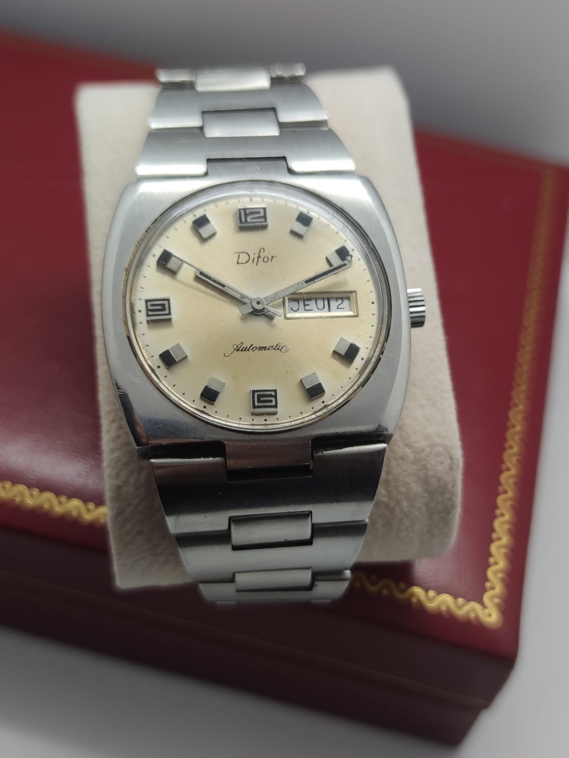 Vintage Watch Difor Automatic Jumbo Day Date tropical Dial mens Swiss MADE