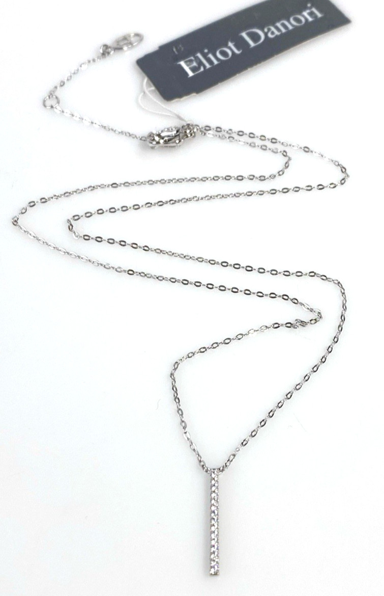 Eliot Danori Silver Tone Pave Bar Stick Necklace NWT