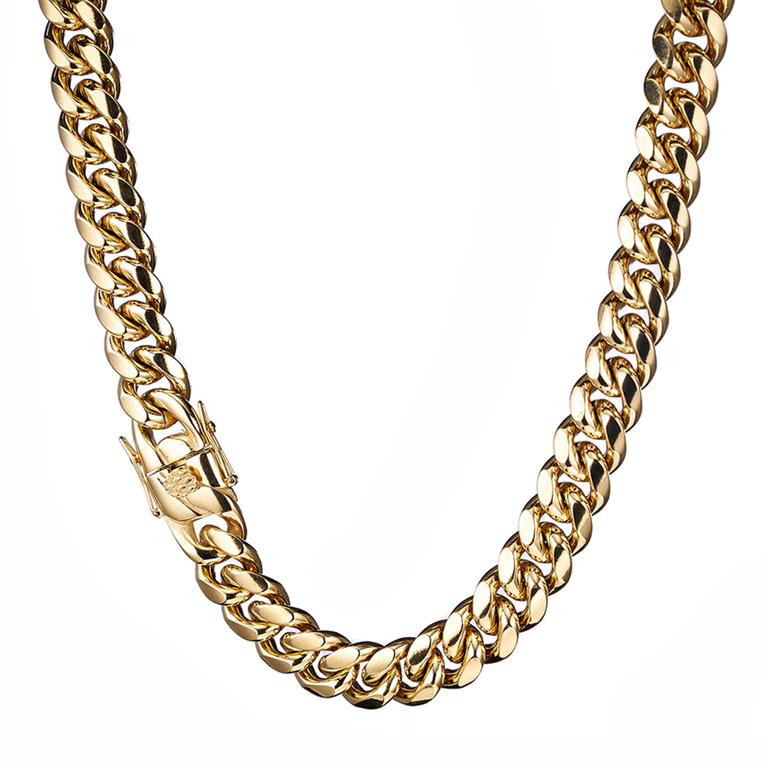 Miami Cuban Link Chain Necklace Bracelet 18k Gold Plated Stainless Steel 6-18mm