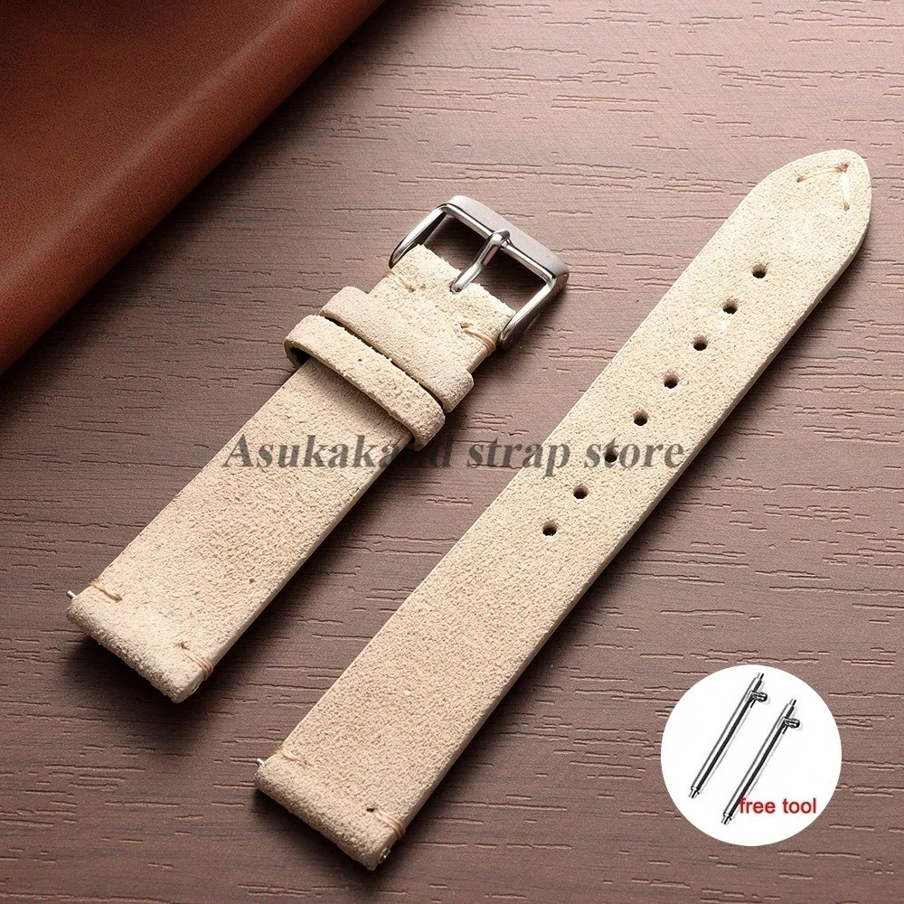 18 19 20 21 22 MM Soft Suede Leather Vintage Strap Watch Band Quick Release