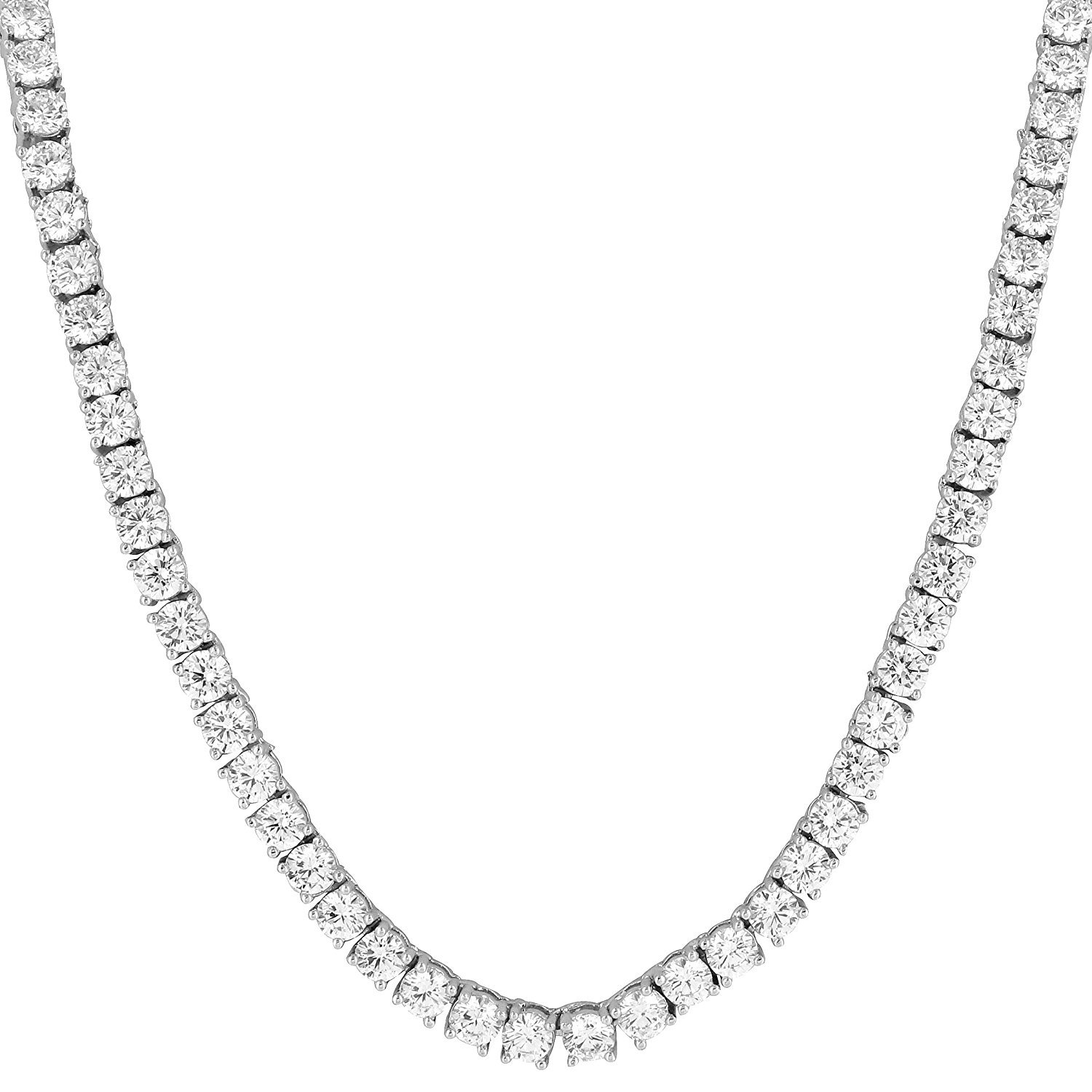 Unisex Tennis Necklace Silver Finish Lab Diamonds 4mm Choker Chain 16 inches