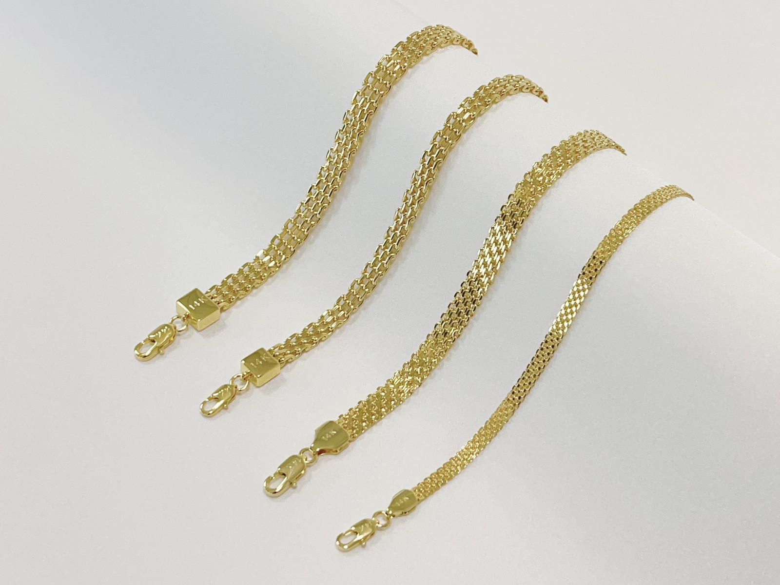 14k Yellow Gold 7″-8.5″ 8mm 6mm 4.7mm Bismark Link Chain Anklet Bracelet