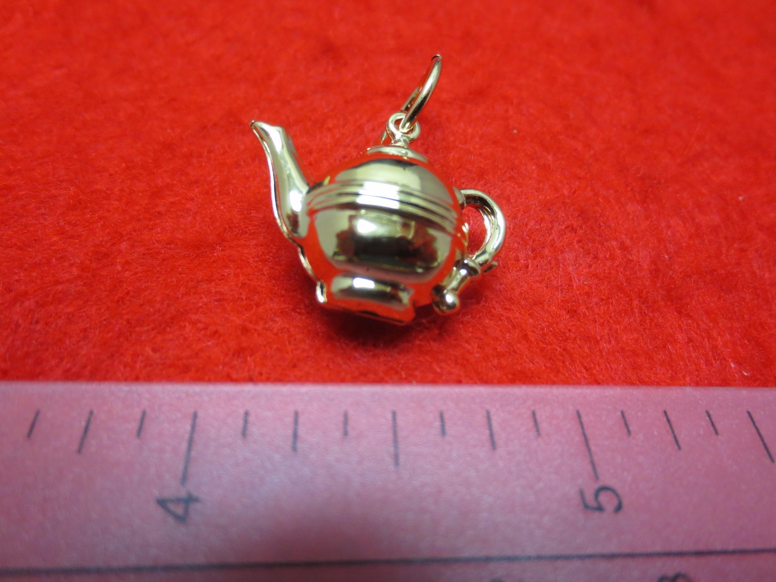 14 KT GOLD PLATE 3D 7/8ths INCH WIDE TEA POT 3D CHARM W/ 16″-30″ ROPE CHAIN-A108