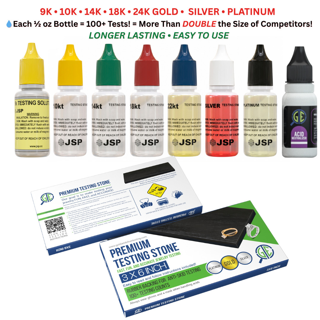 Gold Silver Platinum Testing Kit – Test 9K 10K 12K 14k 18K 22K 999 925 Sterling
