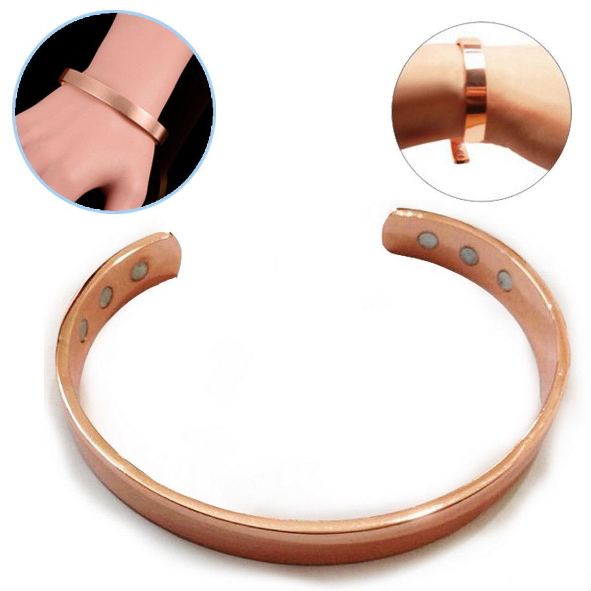 2× Pure Copper Magnetic Bracelet Arthritis Therapy Energy Bangle Pain Relief USA