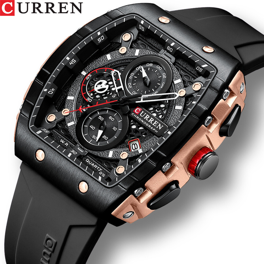 CURREN Men Sport Watch Brand Silicone Wristwatch Big Case Male Quartz Watches