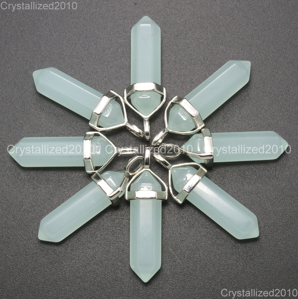 Natural Gemstones Hexagonal Pointed Reiki Chakra Healing Pendant Necklaces Beads