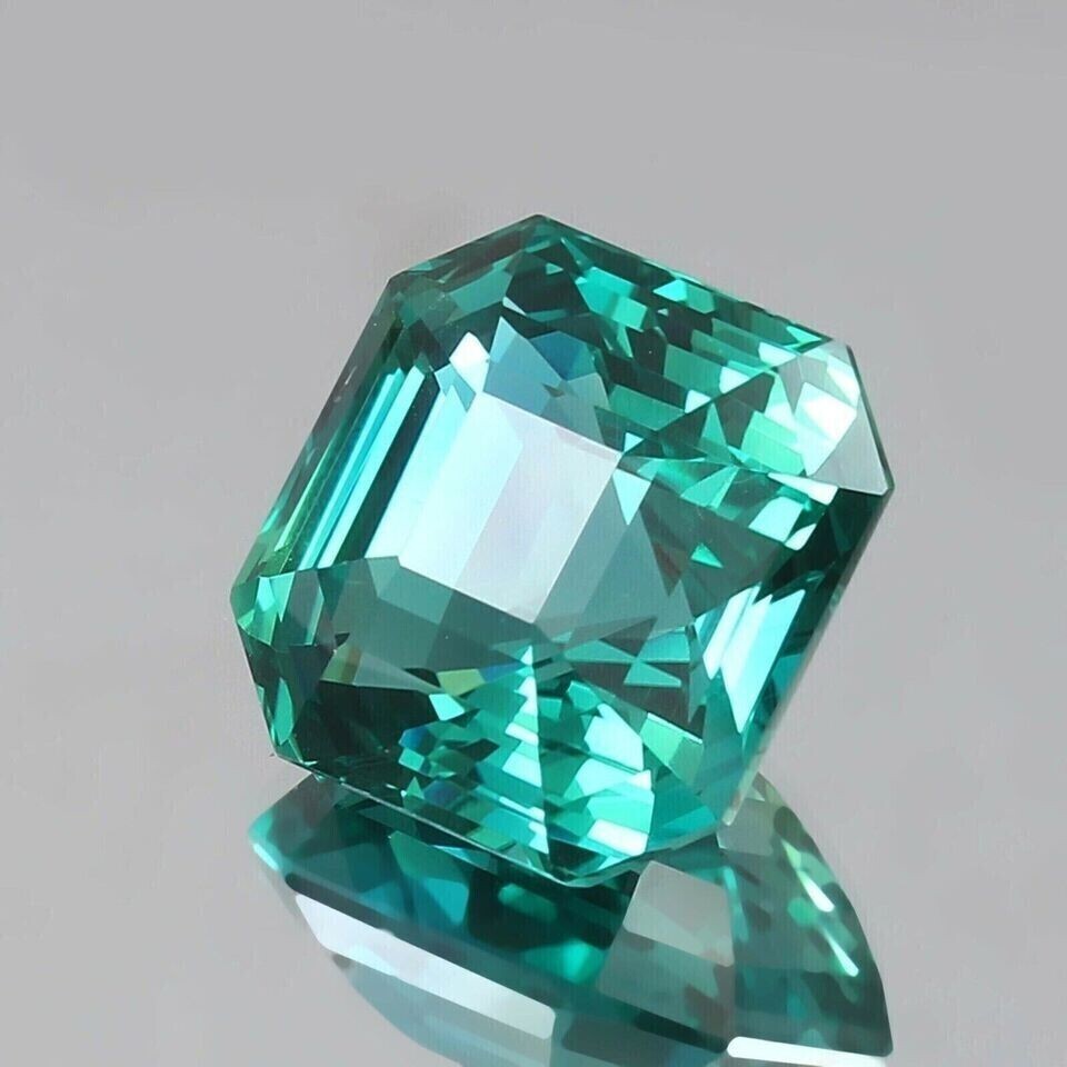 Natural Green Sapphire Flawless Asscher Cut 11.60 Ct Certified Loose Gemstone