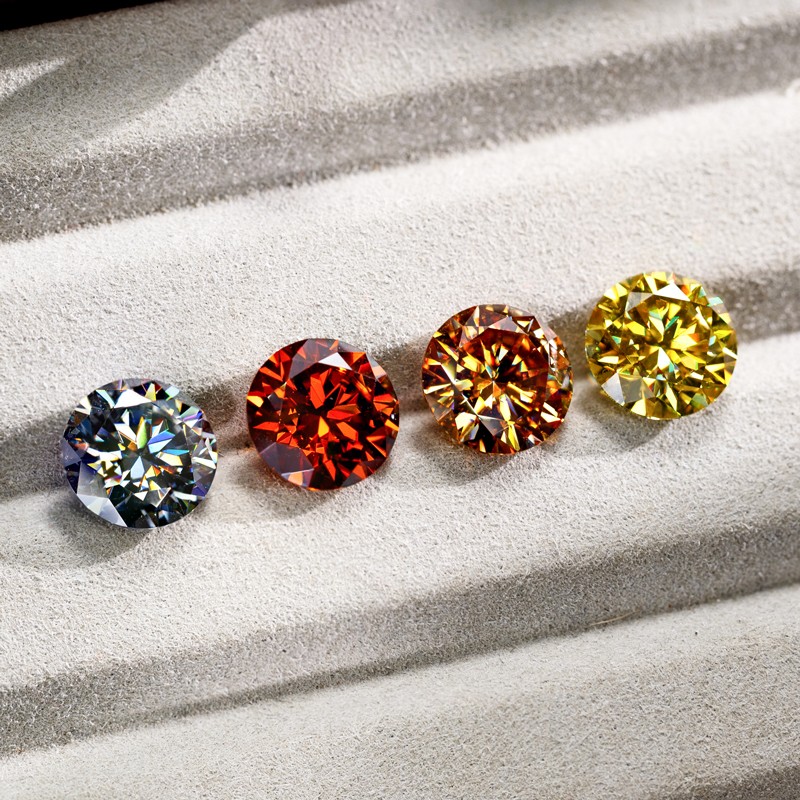 Full Size Moissanite Stone Multicolor 3-14mm Round Cut GRA VVS1 for Jewelry DIY