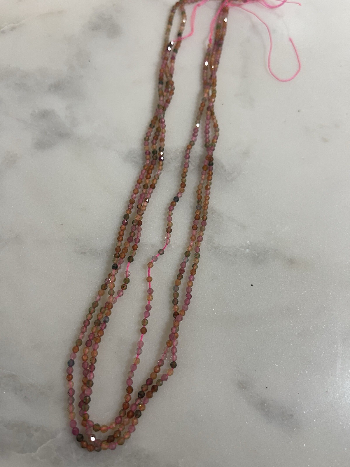 Natural Multicolor Tourmaline Faceted Rondelle Beads Pink Green Orange Gemstone