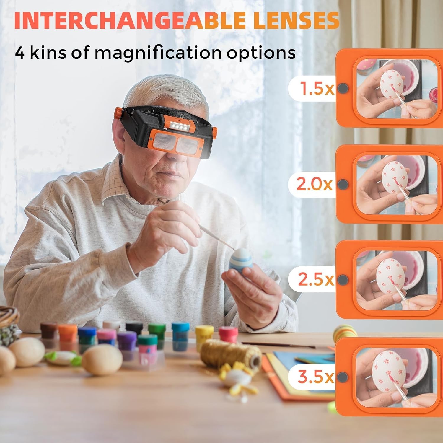 Headband Magnifier with Light Jeweler Magnifying Glass Loupe Visor Optivisor NEW