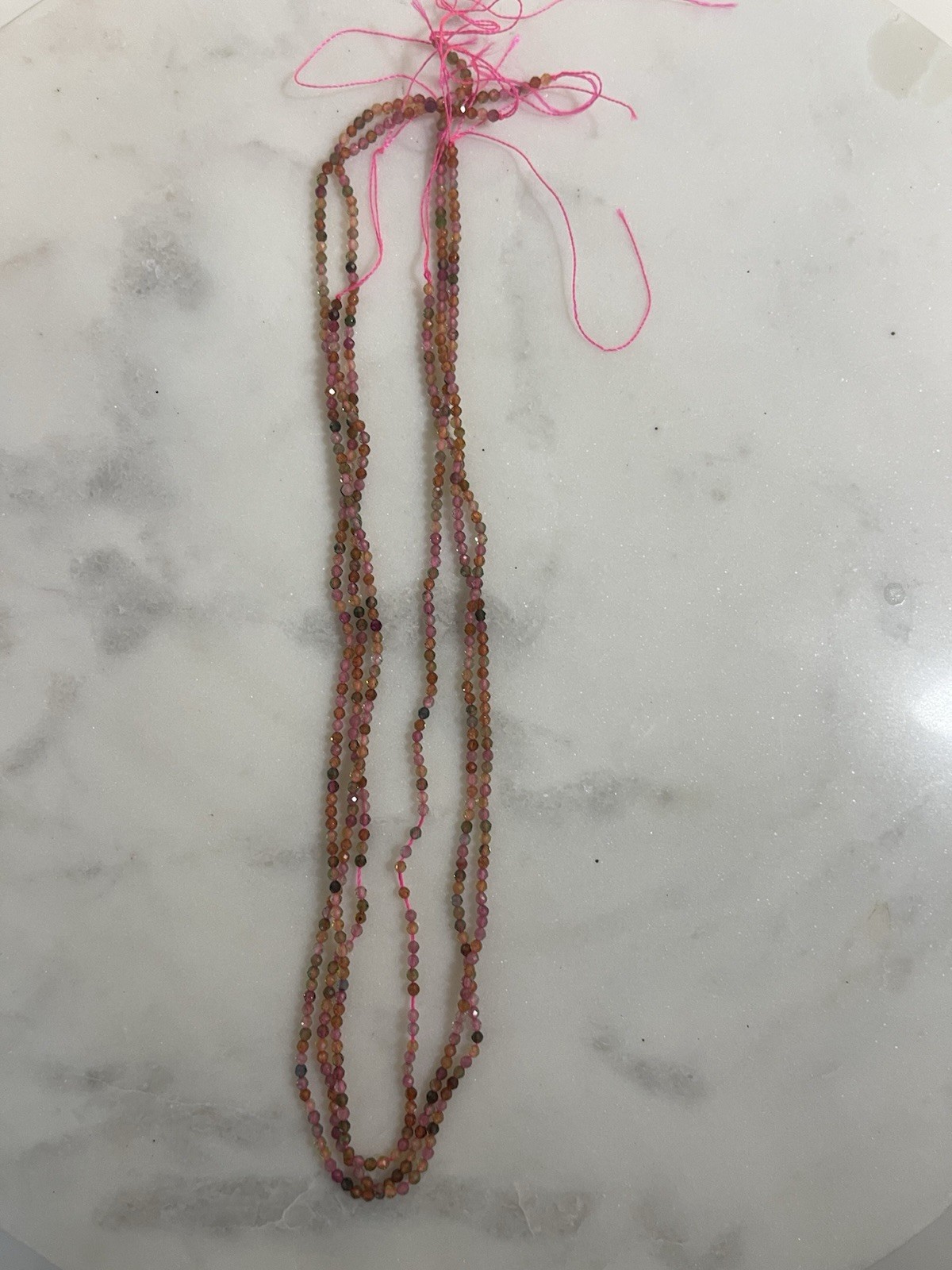 Natural Multicolor Tourmaline Faceted Rondelle Beads Pink Green Orange Gemstone
