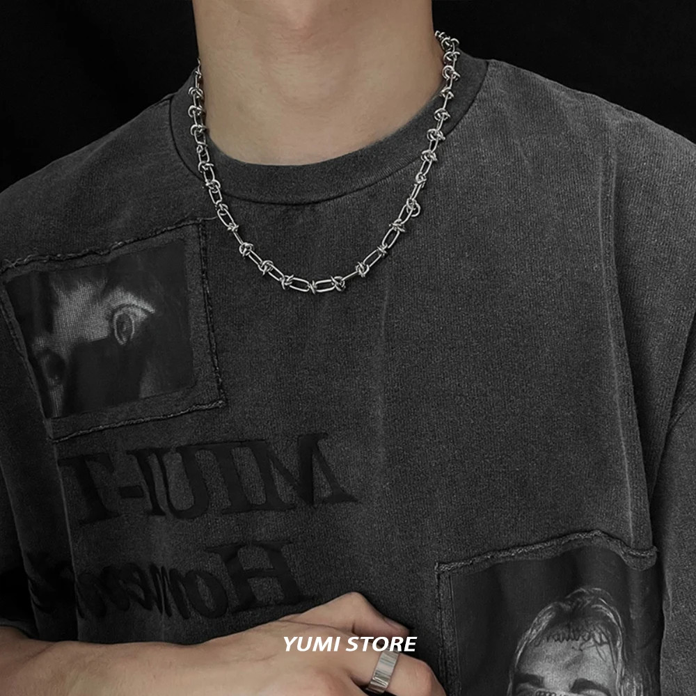 Hip Hop Knotted Titanium Steel Necklace For Man Woman Non Fading Clavicle Sweate
