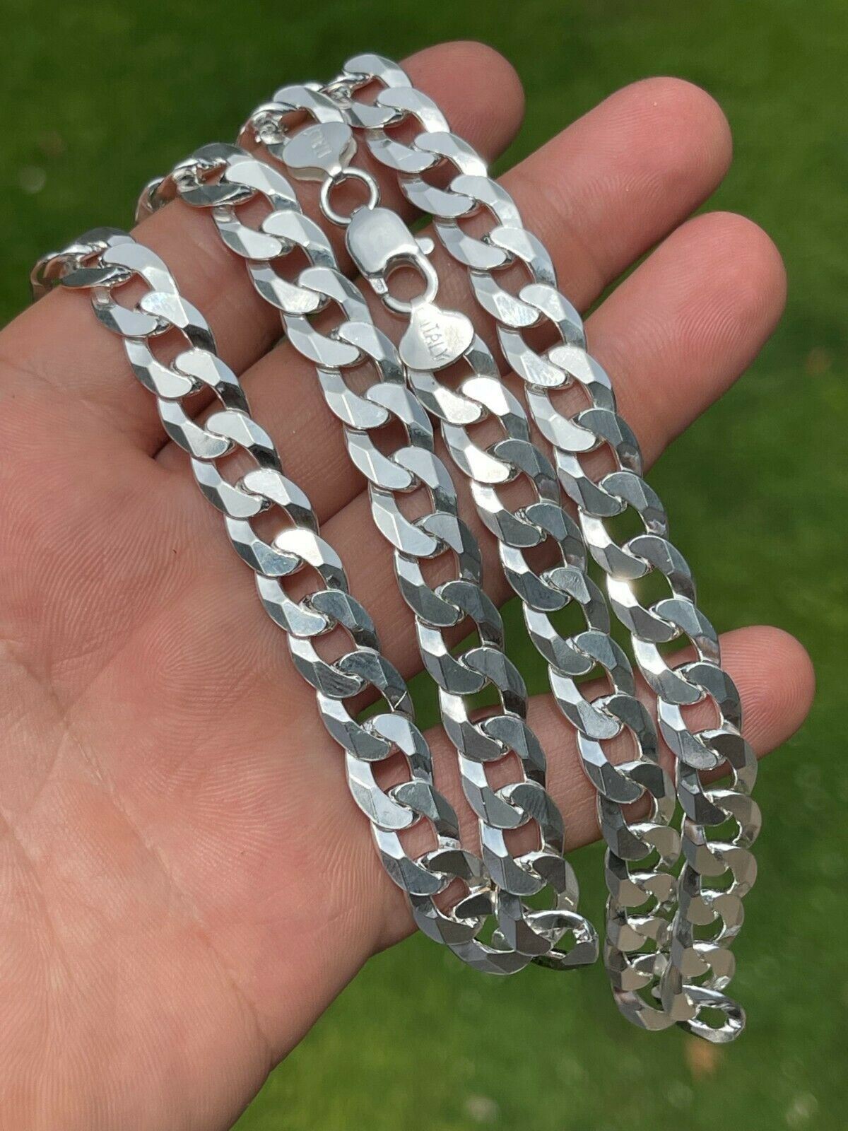 REAL Solid 925 Silver Flat Miami Curb Cuban Link Chain Necklace 3-11mm 16-30″